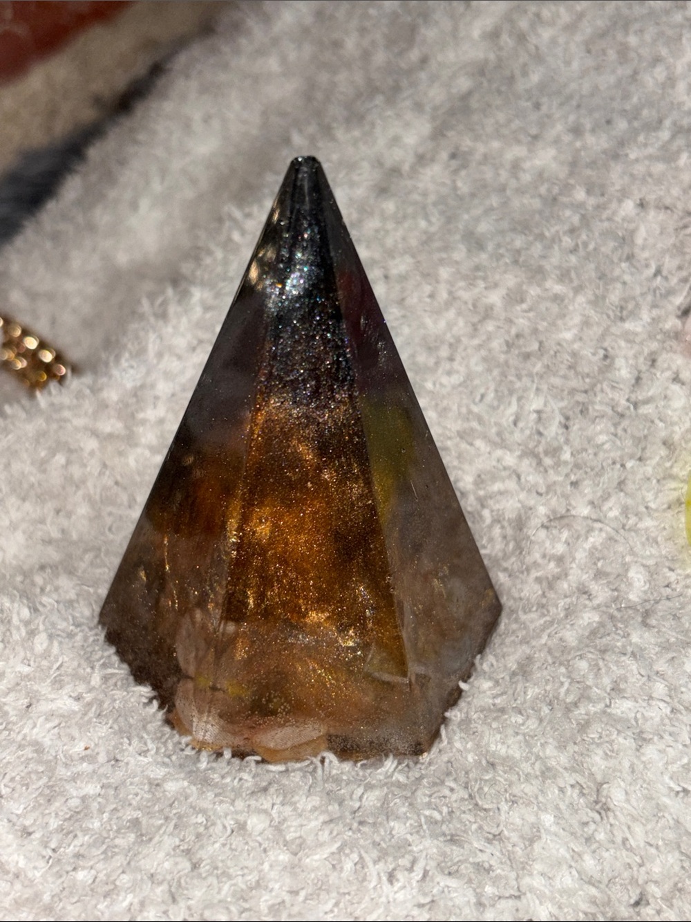Elegant Black and Gold Pyramid Accent (handmade)